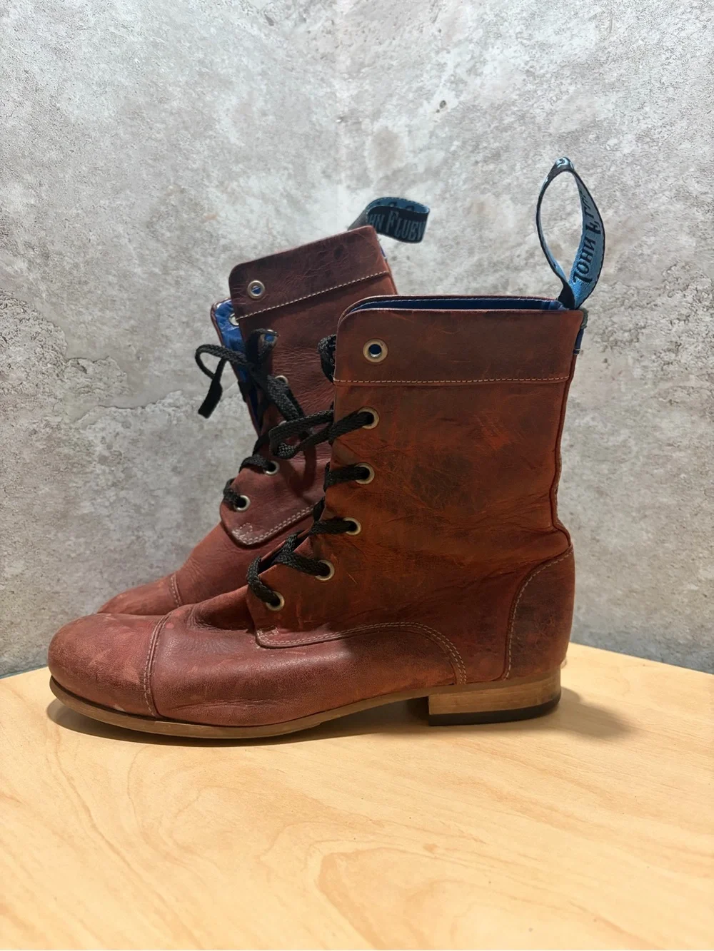 John Fluevog Radio BBC Distressed Leather Boot size women’s 7